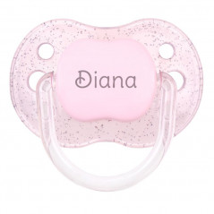 Chupete New Classic Nombre Personalizado Purpurina Rosa