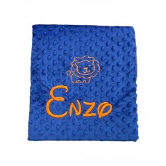 Blanket bambino marino colore ricamato arancione nome + Drab