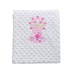 Manta Puntitos Pilarín con Bordado Color Rosa