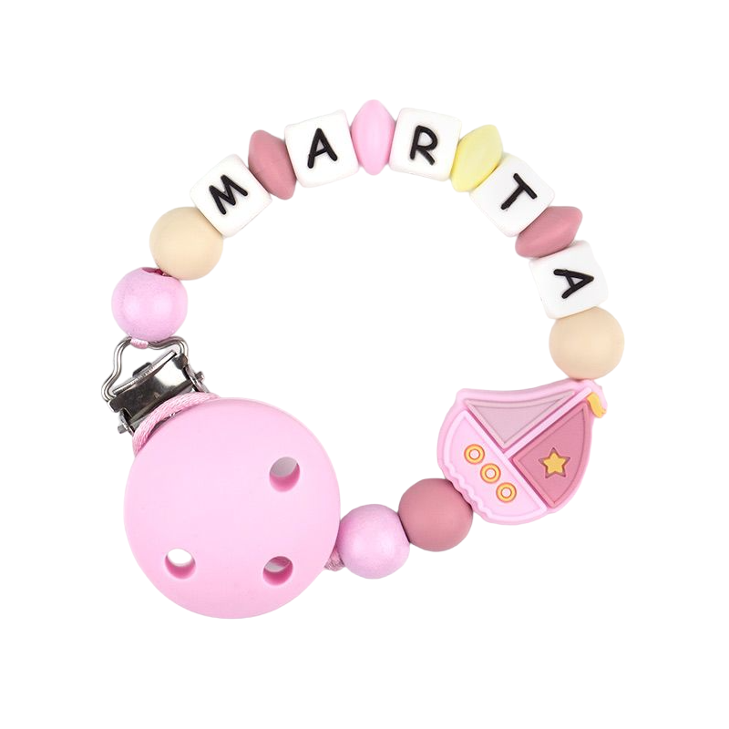 Cadenita de silicona Barquito Rosa Personalizada