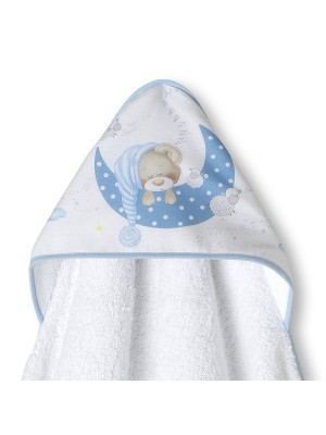 Capa de Baño y Babero Bebé Osito y luna INTERBABY Rosa