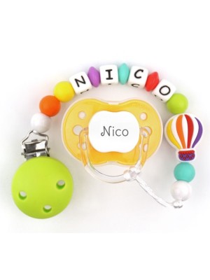 Chupete Sunset + Cadenita Silicona Globo Multicolor personalizada