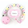Chupete Rosa + Cadenita Silicona Unicornio Rosa personalizada