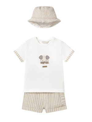Conjunto Pantalón, Camiseta y Gorro Bebé Mayoral Color Raíz