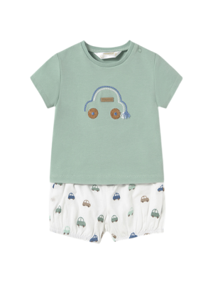 Conjunto bombacho y camiseta Bebé MAYORAL Color Jade