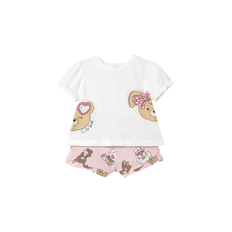 Conjunto pantalón corto y camiseta Bebé MAYORAL Rosa