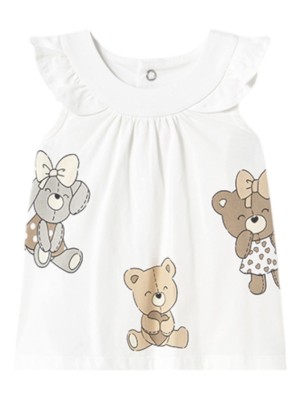 Vestido Estampado Ositos Bebé MAYORAL Blanco