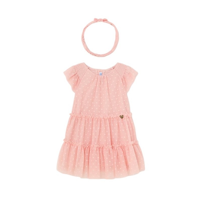 Vestido con diadema tul plumeti bebé MAYORAL