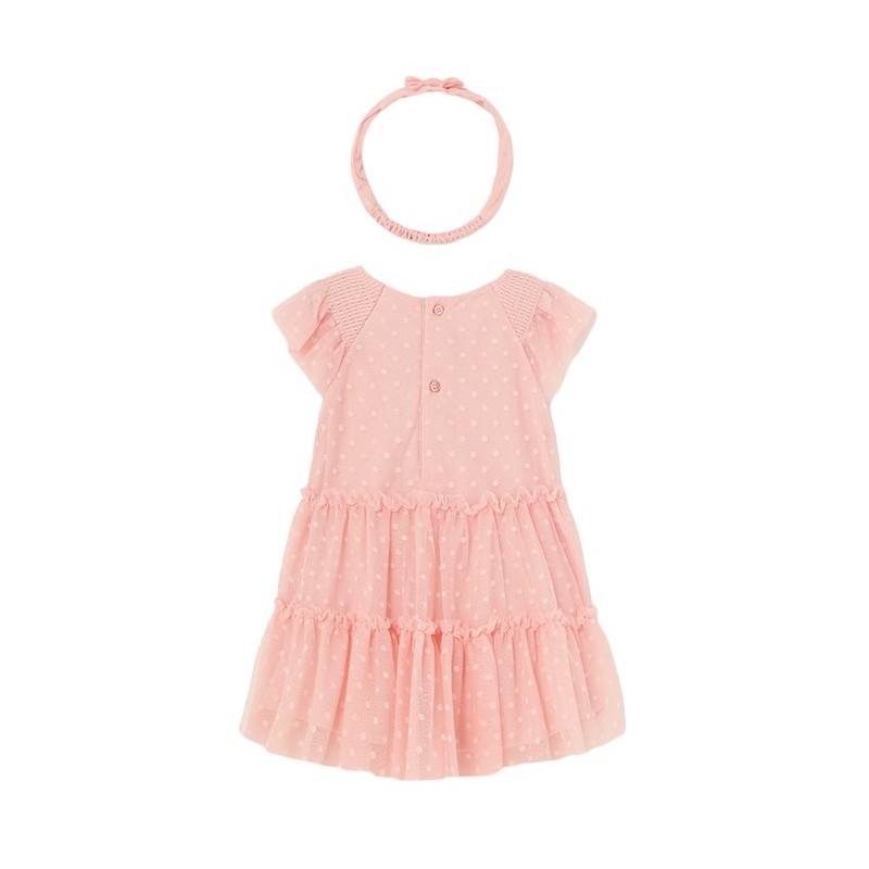 Vestido con diadema tul plumeti bebé MAYORAL