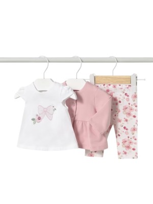 Conjunto 3 piezas con chaqueta recién nacida MAYROAL Rosa