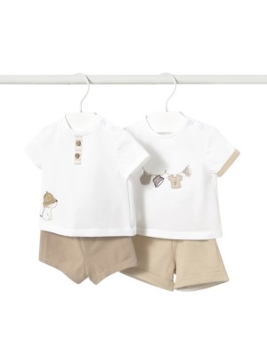 Conjunto 4 piezas pantalón corto recién nacido