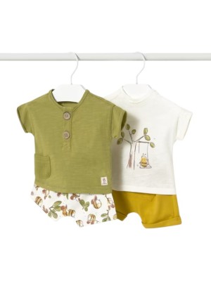 Conjunto 4 piezas pantalón corto recién nacido