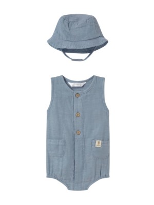 Pelele con Gorro Recién Nacido Mayoral Denim