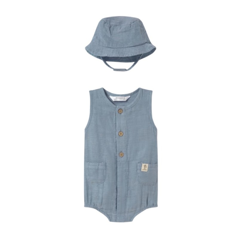 Pelele con Gorro Recién Nacido Mayoral Denim