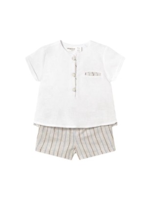 Conjunto pantalón corto y camisa con lino recién nacido Lino