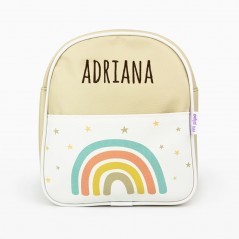 Mochila Guardería Arcoiris Soft Beige personalizzato