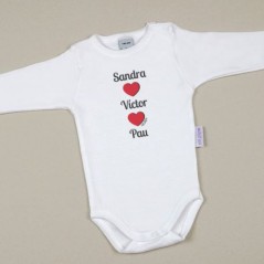 Body Bebé Personalizado con nombre Mamá + Papá + Bebé
