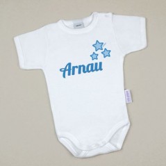 Body Bebé Personalizado con nombre estampado Estrellas Azul