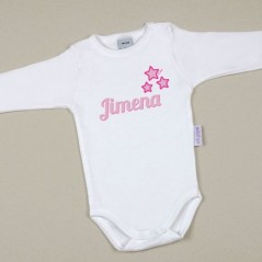Body Bebé Personalizado con nombre estampado Estrellas Rosa