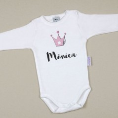 Body Baby Personalizzato con nome stampato Corona rosa
