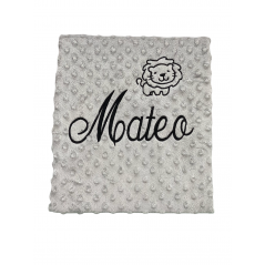 Dots Baby Color GRIS Nome ricamato + NEGRO Disegno